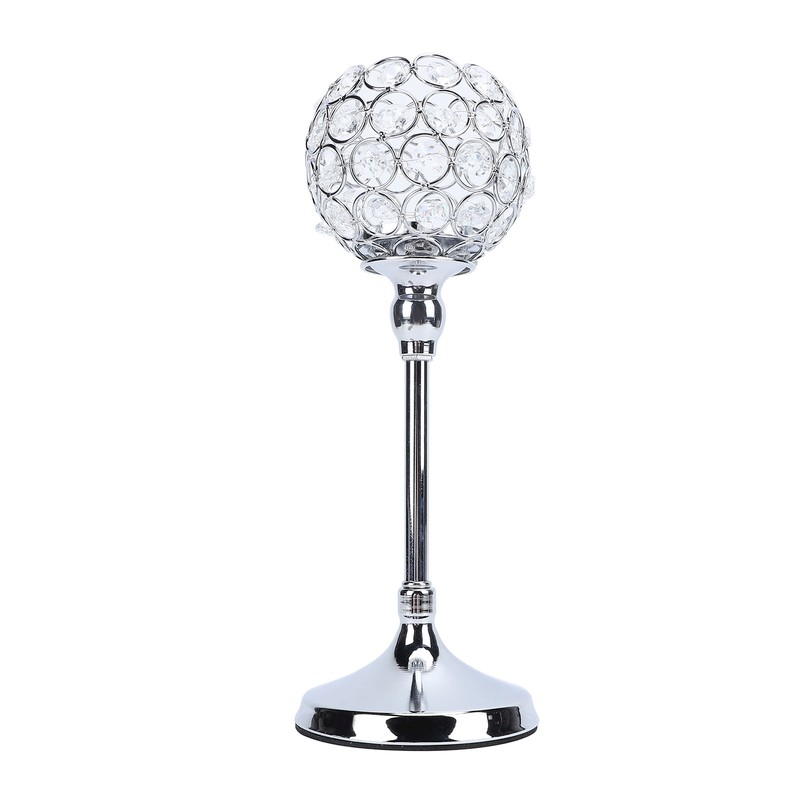 Crystal Candle Holder Ornament Tall Elegant Crystal Silver Candlestick for