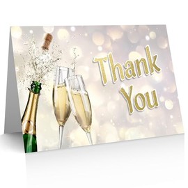 24 x Adult Party Thank You Cards - Champagne Theme, Great for Anniversary, Weddings and Birthdays. Eco Friendly and Designed and Printed on the UK