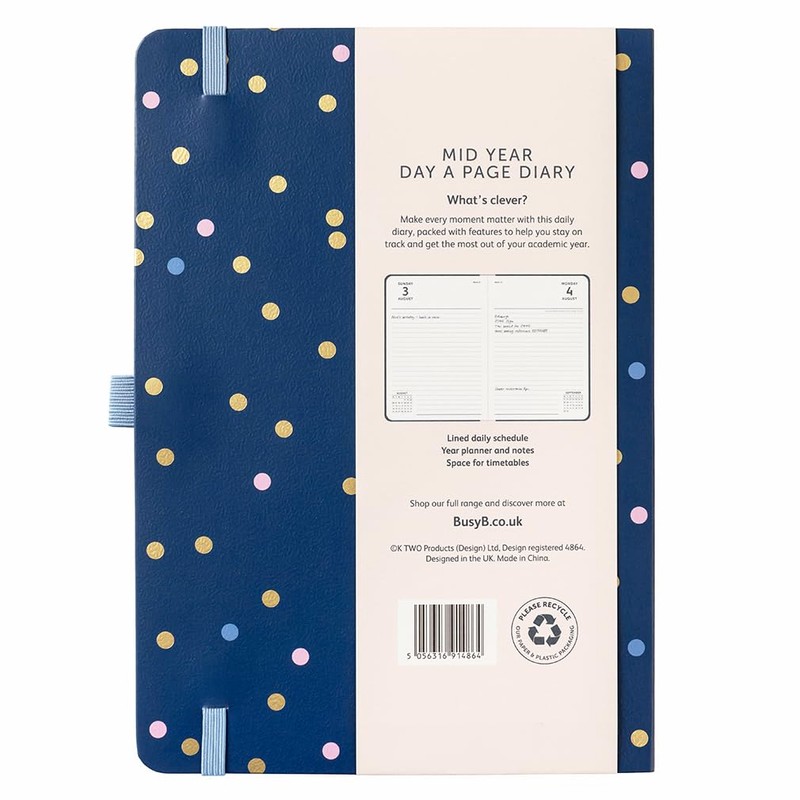 Busy B A5 Day- A-Page Diary - Mid-Year Academic Planner