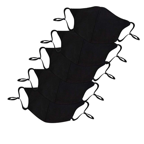 Oscar Apparels Reusable Adjustable Face Mask, 100% BCI Cotton, Black,