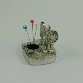 Solid English Pewter Pin Cushion Sewing Machine Design | 8658