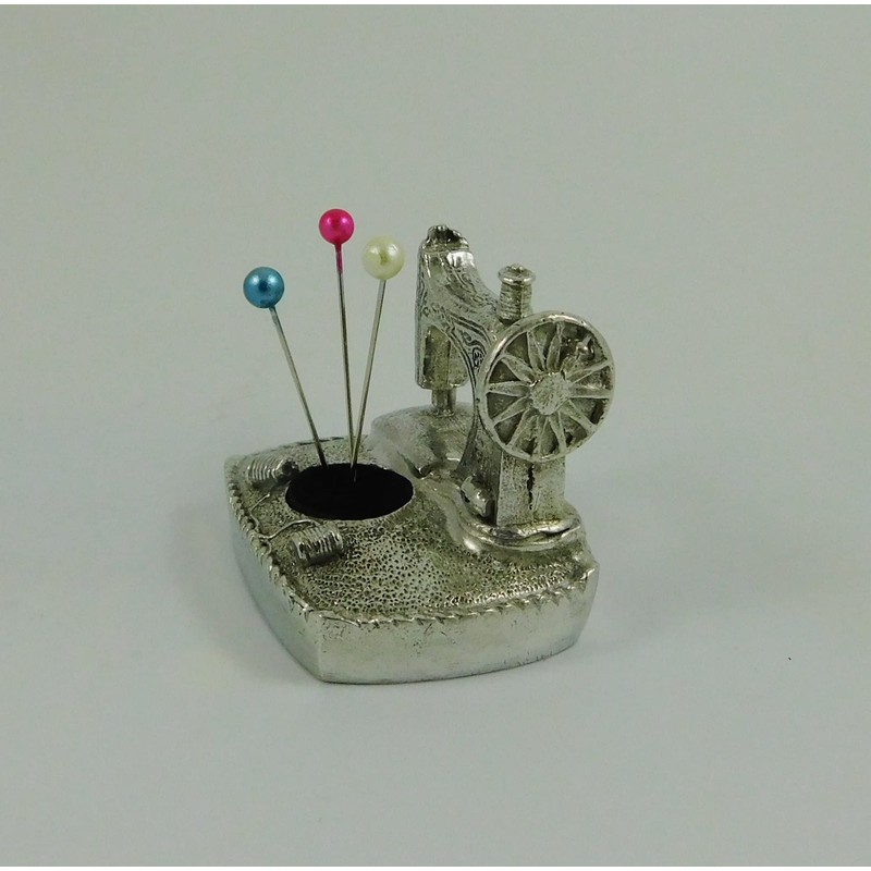 Solid English Pewter Pin Cushion Sewing Machine Design | 8658