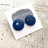 Blue Glitter Lucite Retro Button Stud Earrings