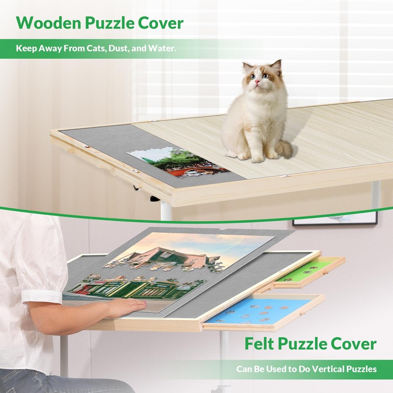 BittPicc Puzzle Table with Drawers,with Legs and Cover 1000/1500 Pieces