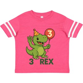 inktastic 3 Rex Birthday Dinosaur Kids Toddler T-Shirt 2T Football Pink and White 456fb