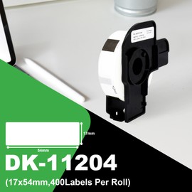 Veson - 5 Rolls White DK-11204 DK11204 Compatible with Brother Address Label Rolls, 17 mm x 54 mm Shipping Labels for Brother QL Label Printers (400 Labels per Roll)