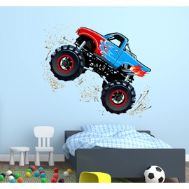 Totmizby Monster Truck Wall Decal - Monster Truck Wall Decor - Kids Bedroom Decor - Vinyl Sticker (22InW x 18InH)