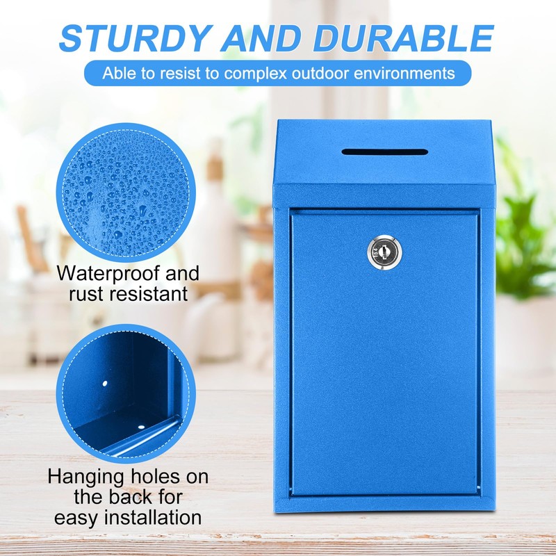 Yaocom Metal Donation Cash Box Collection Safe Suggestion Box with