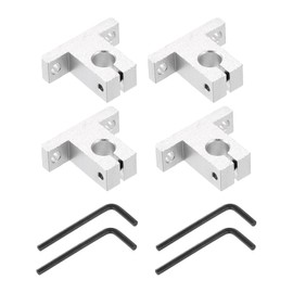 sourcing map 4pcs SK10 Aluminum Linear Rod Rail Shaft Support for 10mm Diameter Shaft, Linear Motion Rail Guides Mounting Bracket for CNC Machine, 3D Printer, Automation Equipment, Silver Tone