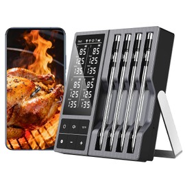 Bluetooth Wireless Meat Thermometer Digital for BBQ Grill Smoker | Instant Read Food Cooking Thermometer with Standalone Base, NIST Certified Accuracy for