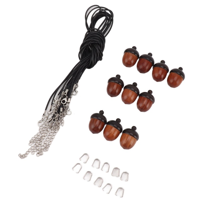 10PCS Wooden Nut Acorn Pendant Necklace Acorn Box Clasp Nylon