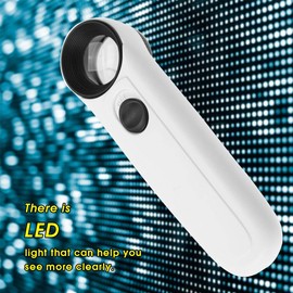 Handheld Magnifier Magnifying Glass, 5X/15X/40X LED Lighting Magnifying Glass Magnifier ABS Plastic Case for Crafts, Hobby, Jewelry Inspection(MG6B-1B 40×)