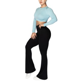 Sunzel Sunzel Flare Leggings, Crossover Yoga Pants for Women with Tummy Control, High-Waisted and Wide Leg Black