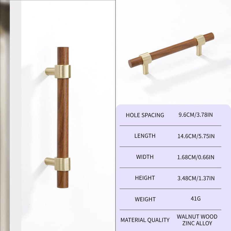 AENZOOY 6 Pack Zinc Alloy Black Walnut Kitchen Pulls Cabinets