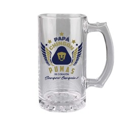 Pumas UNAM 16 oz Beer Glass Mug – Papá Chingón Design – Pumas de Corazón, Siempre Campeón – Soccer Gift