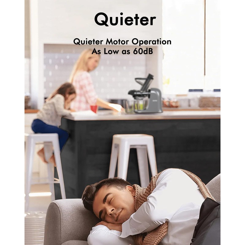 SiFENE Cold Press Juicer Machine, Compact Single Serve Slow Masticating