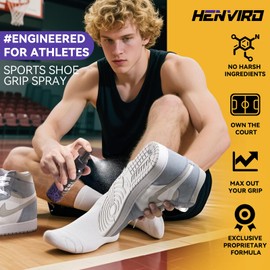 Henviro Basketball Shoe Grip Spray - Basketball Accessories, Anti SlipTraction Spray for Shoe Bottom With Sneaker Wipes, Enhances Sneaker, Basketball Shoe bottom grip, 2-in-1 Anti-Slip & Cleaning Kit