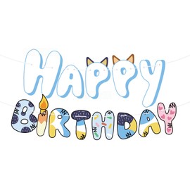 Large Happy Birthday Banner Blue Party Decorations for Baby Boys Kids Paper Decor for Home and Outdoor