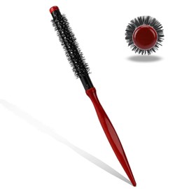 Mini Quiff Roller Brush for Blow Drying and Curling 1/2 Inch Portable Travel Brush with Wooden Handle and Nylon Bristles for Short, Fine Hair