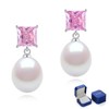 BAMIKI Pearl Drop Dangle Earrings, Freshwater Cultured Pearls 10-12MM, 925