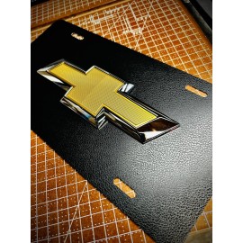 ADS OEM Custom 3D Chevy Bow Tie License Plate Leather Tahoe Camaro Corvette Impala