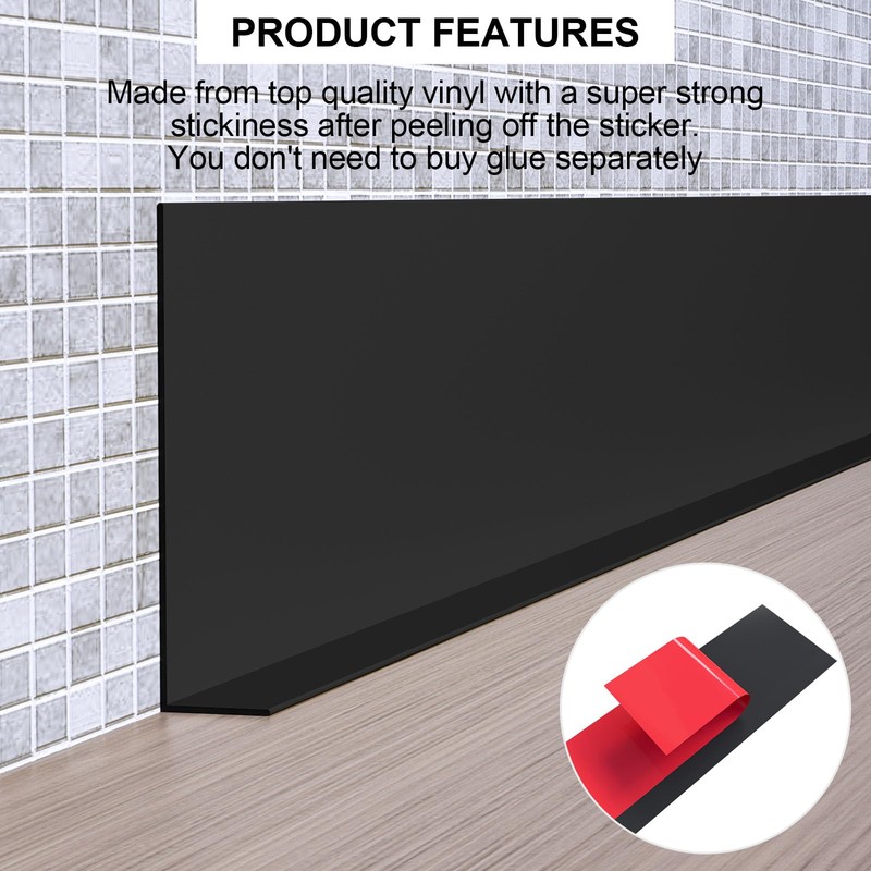 Jaspond Flexible Vinyl Wall Base Baseboard Molding Trim, 5 Inch