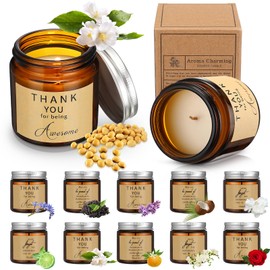 MTLEE 10 Pcs Thank You Candle Gifts Appreciation Gift for Women Jar Candles 10 Pcs Employee Coworker Staff Appreciation Keychain Gifts for Birthday Christmas Coworker Administrative Assistant Husband