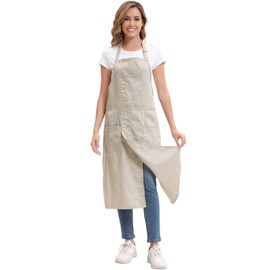 Nanxson Pottery Apron Split Leg Long Artist Painting Apron with 3 Pockets & Adjustable Buckle for Ceramic Wheel DIY Art