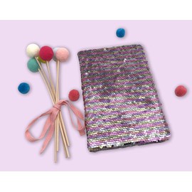 Reversible Sequin Diary Girls 20.5 x 14 cm 80 Sheets Rainbow Secret Diary Children's Girls Notebook A5 Lined for School Writing Drawing Children Gifts for Girls Boys 6-10 Years