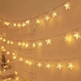 Star String Lights Battery Operated，20Ft 40LED Warm White Twinkle String Lights,for Indoor and Outdoor, Bedroom, Party, Outdoor Camping Tent Ambient Lights, Pool Party, Holiday Party Decoration