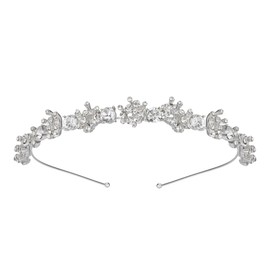 SWEETV Crystal Wedding Headband Silver-Bridal Headpiece Jewelry Band Rhinestone Hairpiece Women Hair Accessories for Brides