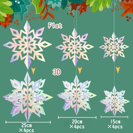 Hopeholic Christmas Decorations Set, Snowflakes, Christmas Ornaments, Rainbow 3D 3D Hanging Set of 12, Christmas Garland, Party Supplies, Wall Decor, Cute, Decoration, Decoration, Interior,