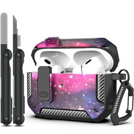 MHYALUDO for AirPods Pro 2nd Gen Protective Case with Cleaning Kit, Military Hard Case with Lock for AirPod Gen 2 Charging Case 2023, 2022,Starry Sky
