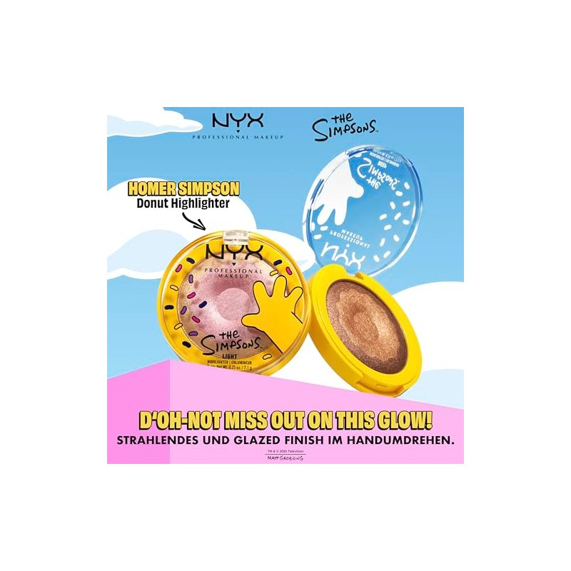 NYX Professional Makeup Homer Simpson Doughnut Highlighter, Frosty, Buttery, High