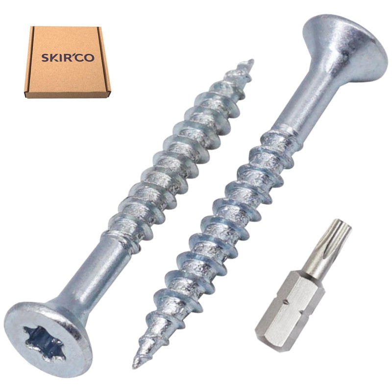 SKIR'CO (100 pcs) Zinc Plated Steel Wood Screws 3.5 x