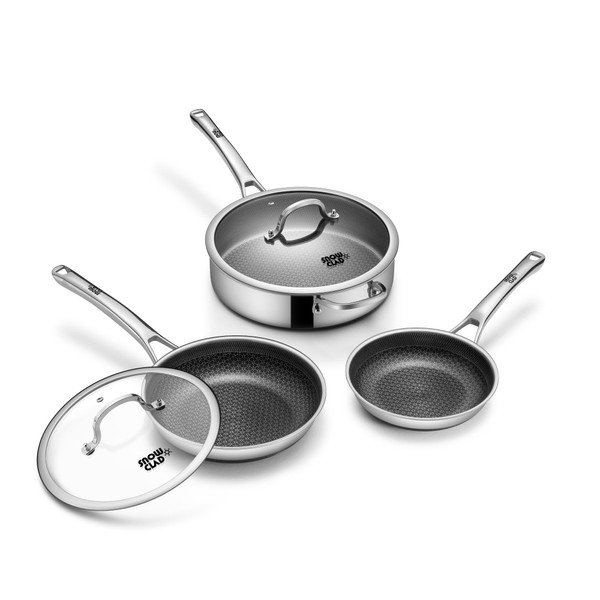 Frying Pans Nonstick Set with Lid,Hybrid Non Stick 5 Quart
