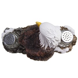 Pacific Giftware American Bald Eagle Salt and Pepper Shakers Glass Spiritual Realistic Decorative with Resin Stand
