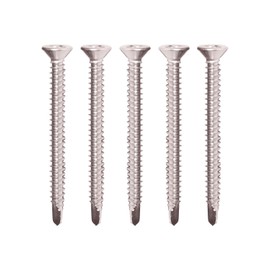 IMScrews 100pcs #14 x 2" Stainless Flat Head Phillips Self Drilling Screws, 410 Stainless Steel Full Thread Sheet Metal Tek Wood to Metal Screws