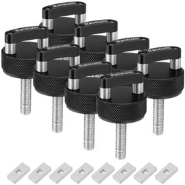 Racewill 8PCS Black Hard Top Quick Removal Fastener Thumb Screws with Nut Plates Compatible with 2021-2024 Ford Bronco 2dr/4dr, 2007-2022 Jeep Wrangler JK JKU JL JLU/Gladiator JT