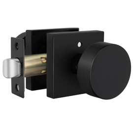 Goldenwarm Black Door Knob Interior, Zinc Alloy Square Ball Matte Black Privacy Door Knob for Bedroom, Bathroom,Heavy Duty Interior Door Knobs Bulk - Modern & Stylish(1 Pack)