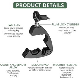 EYPINS Motorcycle Handlebar Lock, Universal Brake Lever Lock Throttle Grip Anti-Theft Security Lock Handlebar Grip Aluminium with 2 Keys for Motorcycles, Bicycles, Scooters and ATVs (Black)