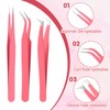 6 Pack Lash Tweezers For Eyelash Extensions,Fiber Tip Lash Tweezers,Precision