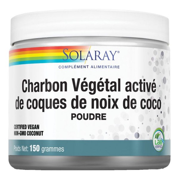 Solaray Charbon Végétal Activé de Coques de Noix de Coco 150 g