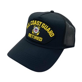 US Coast Guard Veteran Patch Adjustable Baseball Cap (US, Alpha, One Size, Black Mesh (Retired))