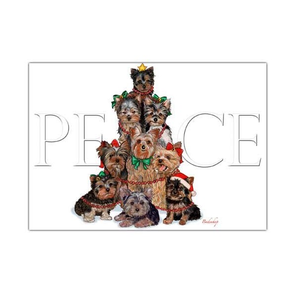 Yorkshire Terrier Christmas Cards Peace : 10 Holiday Cards with Envelopes - Adorable!