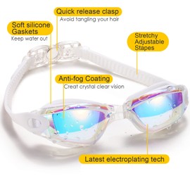 Fpxnb Swim Goggles, 2 Pack Swimming Goggles for Adult Men Women Youth Kids Child, No Leaking Anti Fog Waterproof 180 Degree Clear Vision Triathlon Pool Goggles