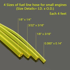 HUZTL Fuel Line Hose Kit 3/32" x 3/16" 1/8" x 3/16" 1/8" x 1/4" .080" x .140" for Poulan Craftman Chainsaw String Trimmer Blower Small Engine Fuel Hose (4 feet each)