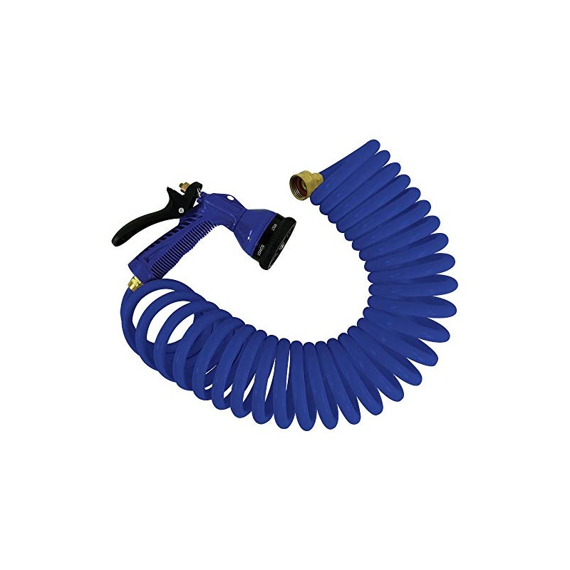 Whitecap 25' Blue Coiled Hose w/Adjustable Nozzle