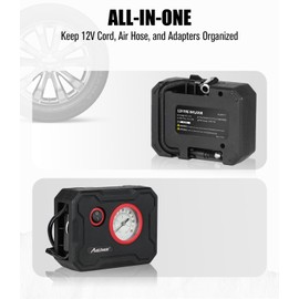 AVID POWER 12V Tire Inflator Portable Air Compressor, Portable Car Air Pump w/Display Gauge and LED Light, Air Pump for Car Tires, Bike, Motorcycle, Compact, Lightweight (Red)