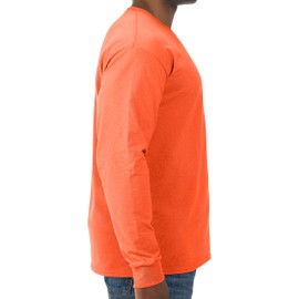 Jerzees Men's Dri-Power Cotton Blend Long Sleeve Tees, Moisture Wicking, Odor Protection, UPF 30+, Sizes S-3X, Safety Orange, Medium